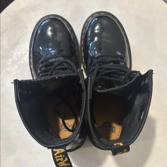 Dr. Martens Black Combat Boots with Patent Leather - Picture 4 of 6